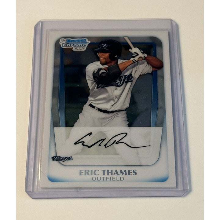 2011 Bowman Chrome Eric Thames rookie baseball card Toronto Blue Jays in protective case
