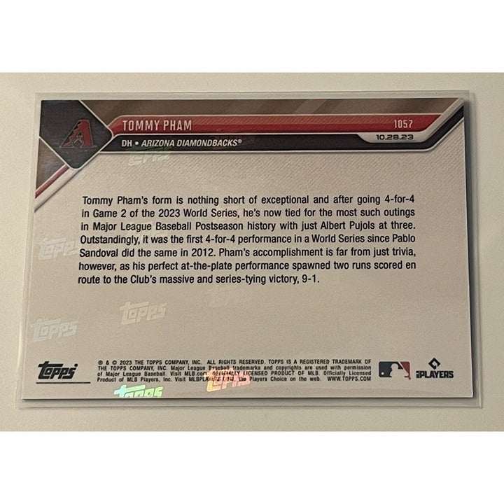 Tommy Pham baseball trading card 2023 MLB Topps Now World Series aluminum and cardstock with Arizona Diamondbacks design