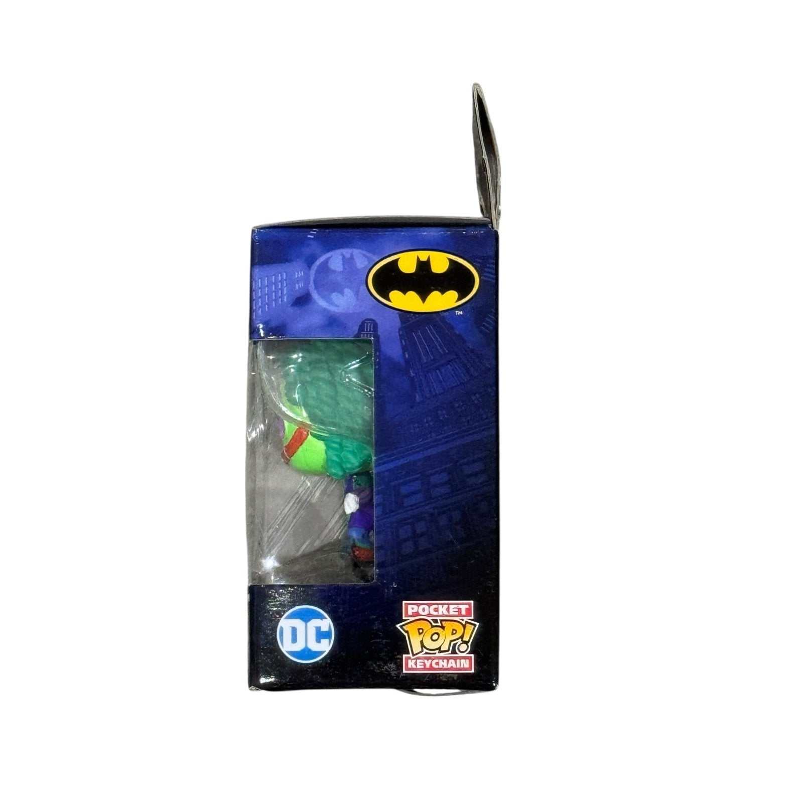 Funko Pocket Pop Joker keychain in patchwork style with DC Batman packaging