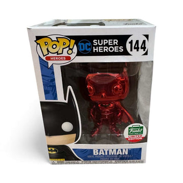 LIMITED EDITION Batman Red Chrome Funko POP figure #144 in original box from DC Super Heroes collection