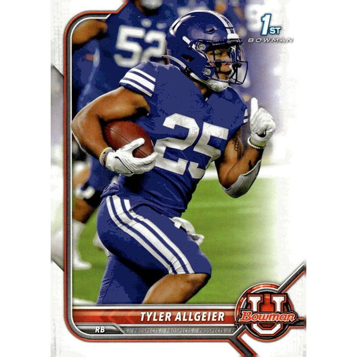 2021-22 Bowman University Tyler Allgeier RC - NCAA/NFL Falcons 1st Pick Card #21