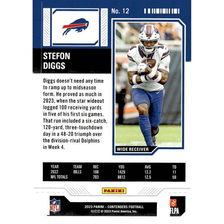 2023 Panini Contenders Stefon Diggs Game Ticket Red NFL Buffalo Bills trading card card #12