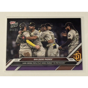 6/25* San Diego Padres Triple Play To Postseason 2024 MLB TOPPS NOW #747 -READY!