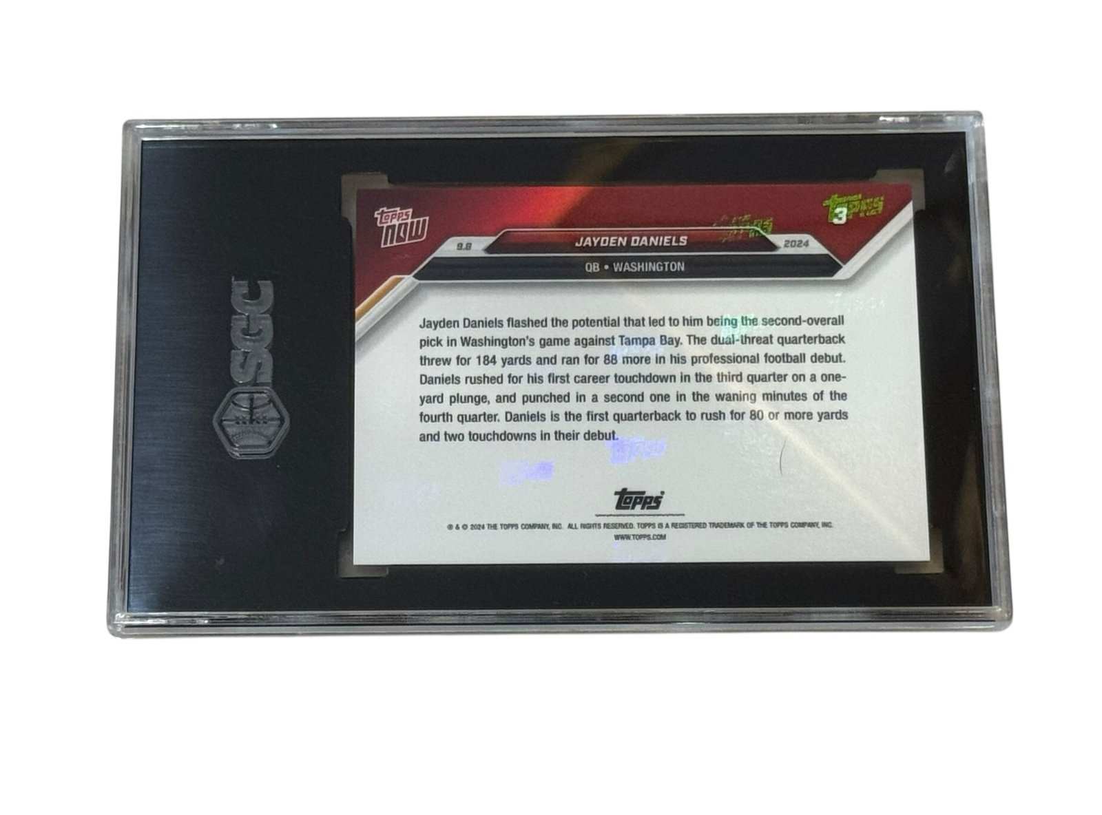 Jayden Daniels 2024 Topps NOW NFL Commanders rookie card graded SGC 9.5 in protective case