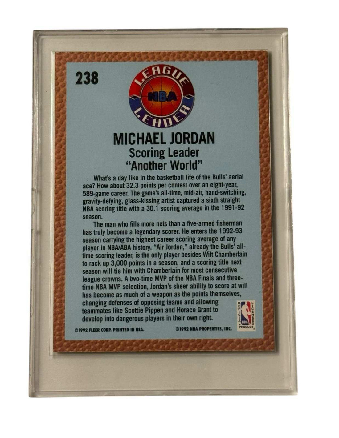 RARE Fleer RARE 1992 93 Michael Jordan Fleer League Leader Bulls NBA Vintage Card 335