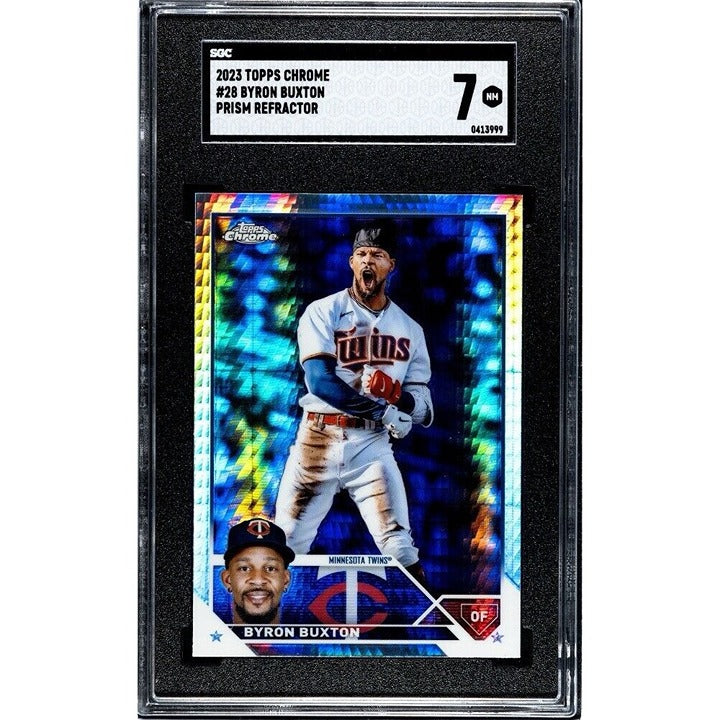 Byron Buxton* 2023 TOPPS CHROME Prism REFRACTOR* MLB Minnesota Twins #28 - SGC 7