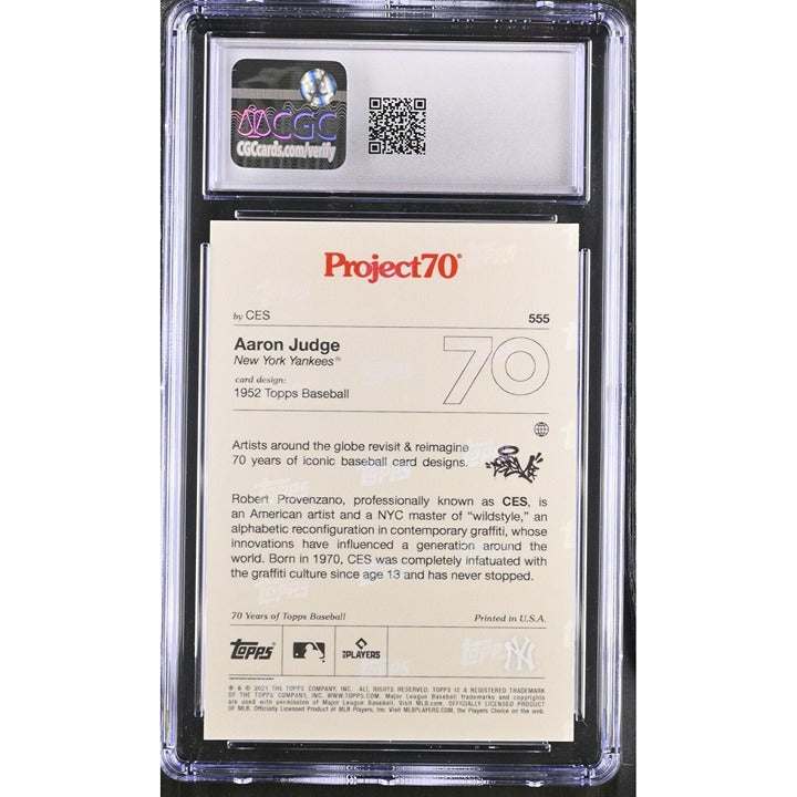 2021 Project70 Aaron Judge New York Yankees baseball card CGC 9 mint graded