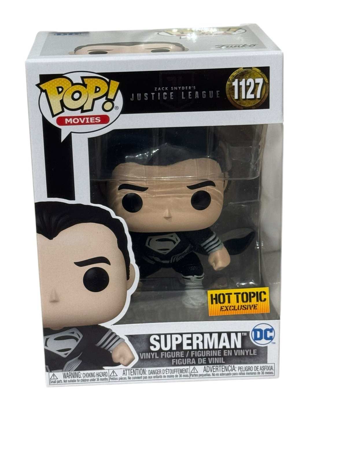 Superman Black Suit Funko Pop 1127 Hot Topic Exclusive Zack Snyder Justice League vinyl figure in box
