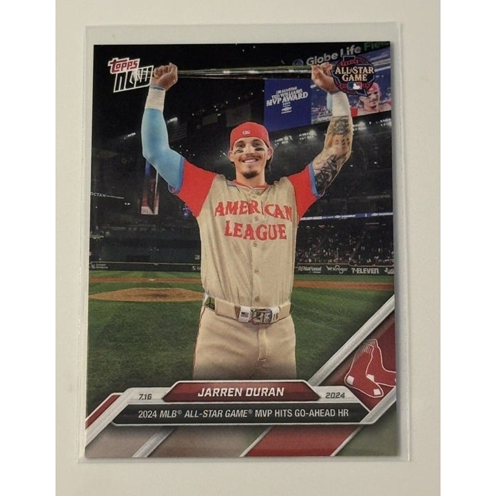 Jarren Duran RC 2024 MLB All-Star Game MVP Topps Now Card 438 Boston Red Sox collectible
