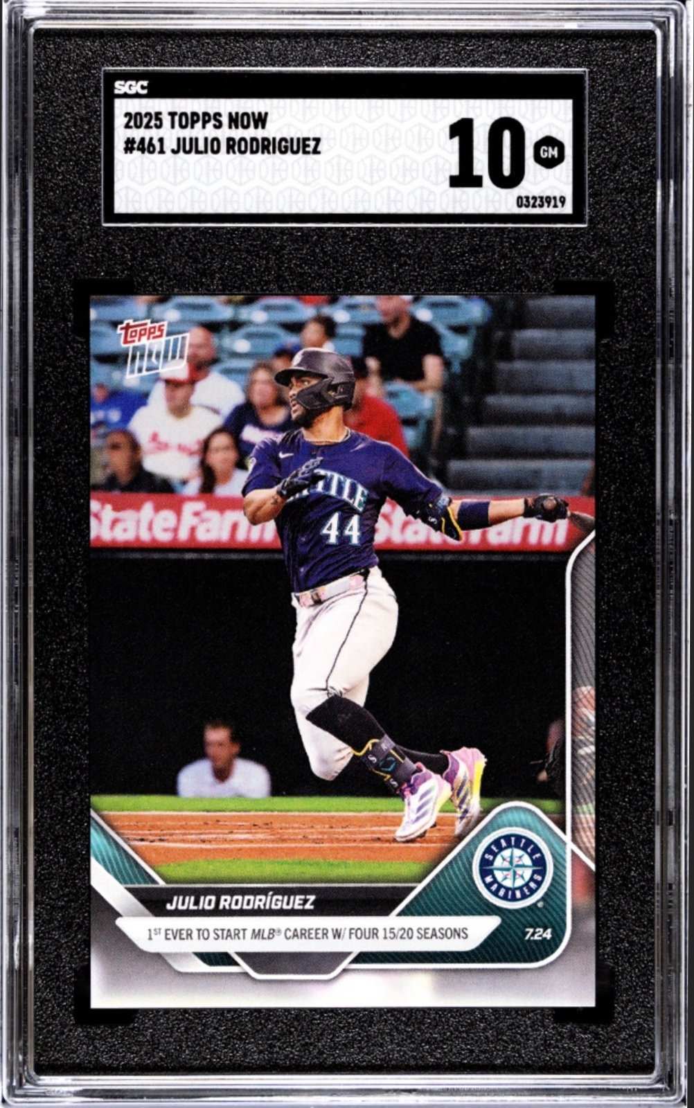 2025 TOPPS NOW Julio Rodriguez Mariners baseball card graded SGC 10