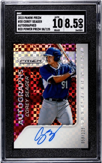 58/125 2015 PANINI PRIZM COREY SEAGER RC AUTO RED POWER PRIZM MLB Rangers 30 8.5