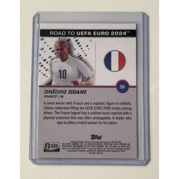TOPPS PRISTINE UEFA Road To EURO 2024 Zinedine Zidane France soccer card #55 in protective case