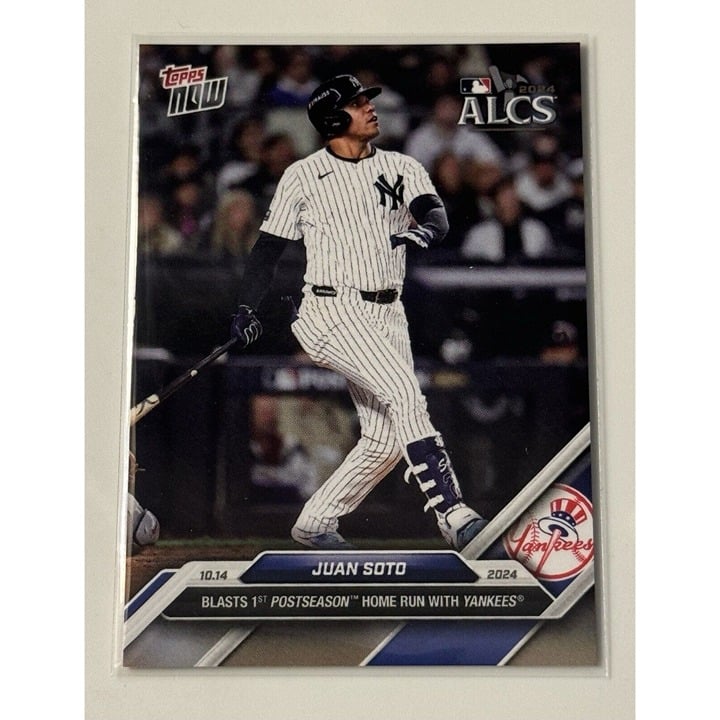 2024 Topps Now Juan Soto ALCS baseball card, New York Yankees, limited edition 833, MLB postseason home run