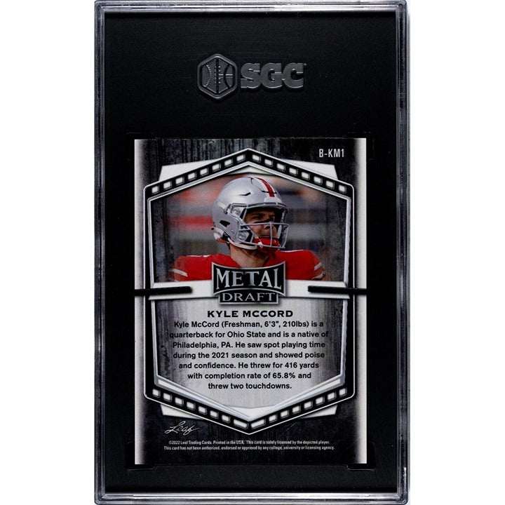 2022 Leaf Metal Draft Kyle McCord RC Silver Wave Ohio State football card graded SGC 9.5