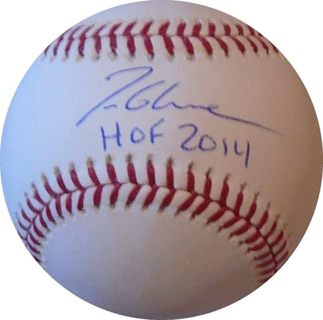 Tom Glavine signed official MLB baseball with HOF 2014 inscription and JSA authentication