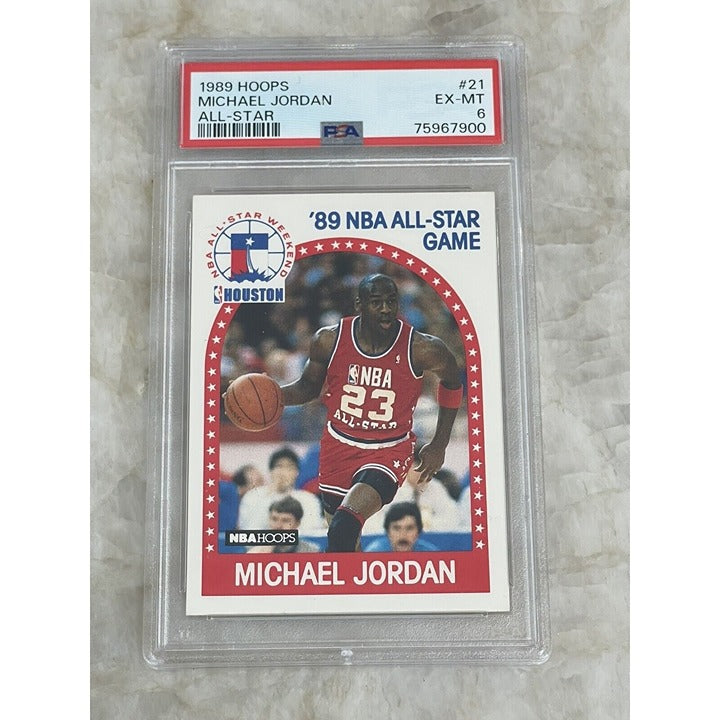 1989-90 NBA Hoops Michael Jordan All-Star Card #21 - NBA Chicago Bulls HOF PSA 6