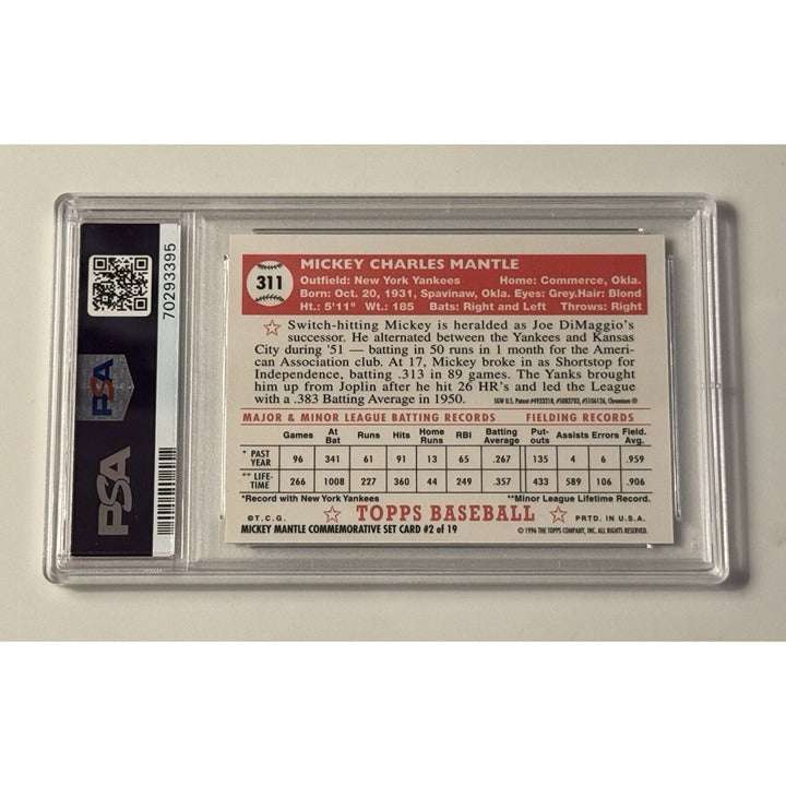 1996 Topps Finest Mickey Mantle 1952 Rookie Refractor Card PSA 8 with coating in protective case