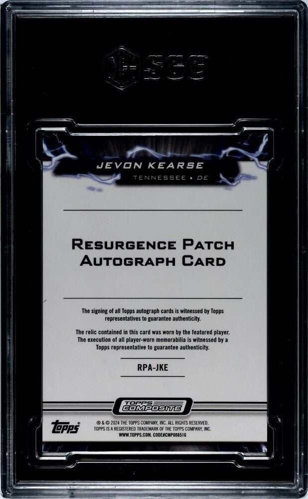 2023 Jevon Kearse Auto sports card 31/125 with autograph and patch graded 10 by SGC