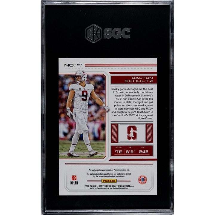 Dalton Schultz Rookie 2018 Panini Contenders College Ticket autographed trading card graded 10