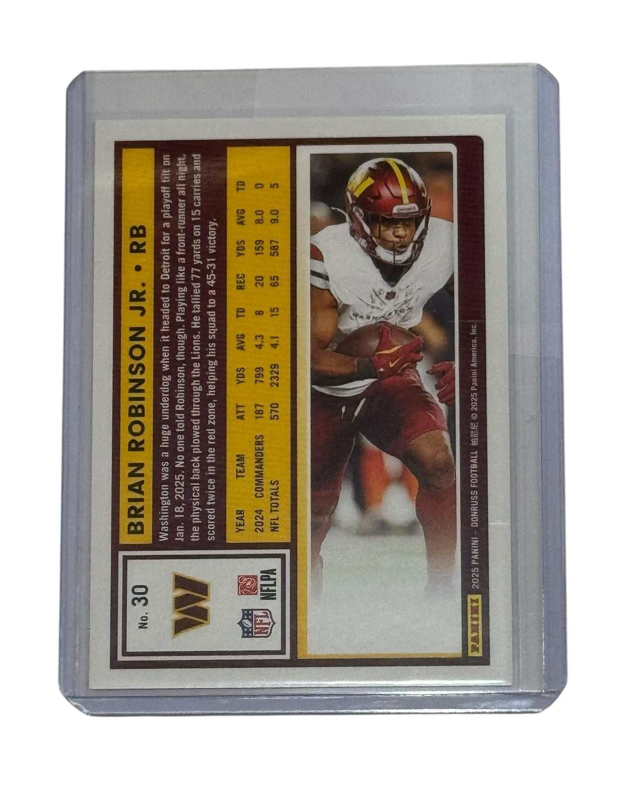 Brian Robinson Jr NFL Washington Commanders 2025 Donruss #30 mint football card