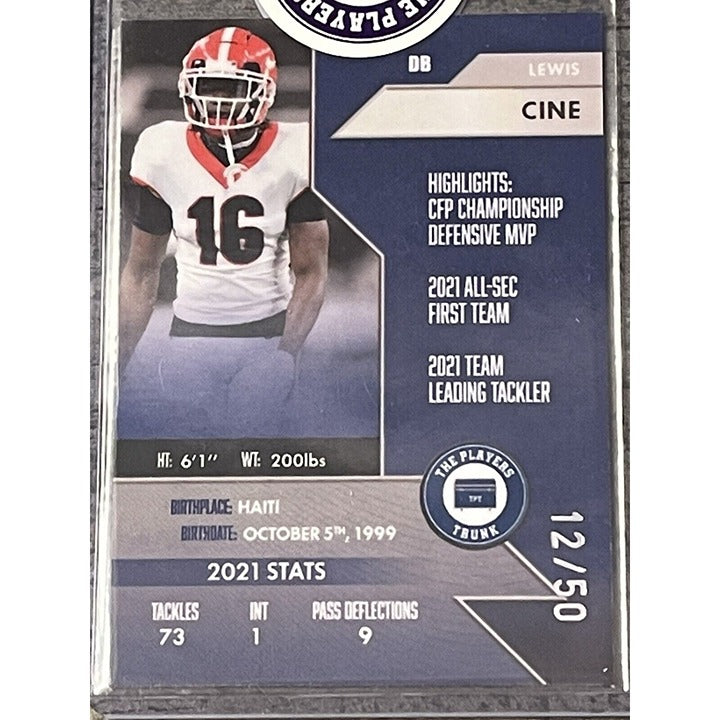 Lewis Cine Rookie autographed card #12/50 2022 The Players Trunk Vikings Bulldogs