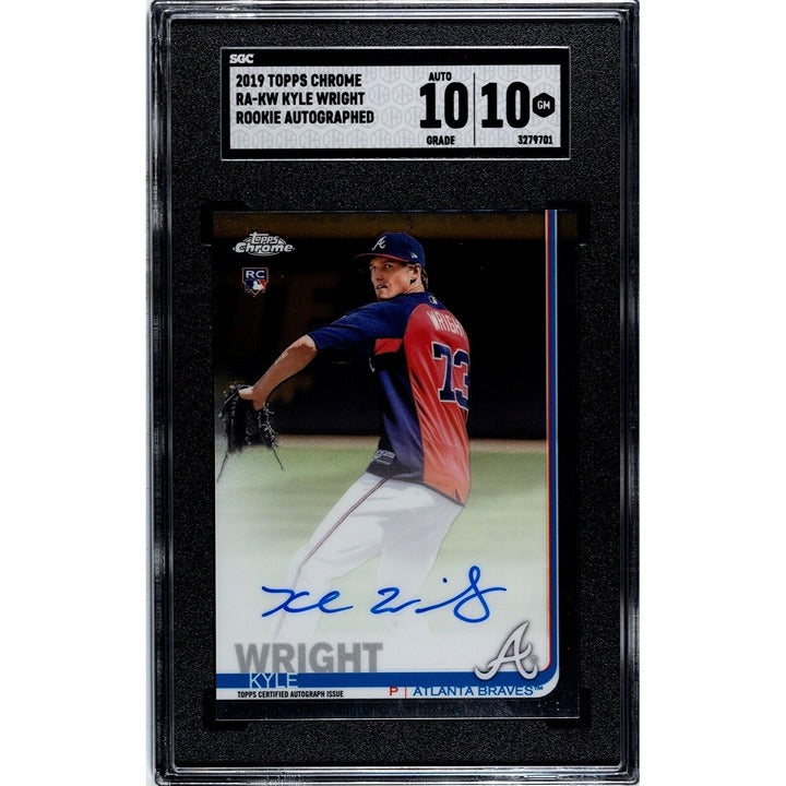 2019 Topps Chrome Kyle Wright RC Auto Card #RA-KW - MLB Atlanta Braves - SGC 10*