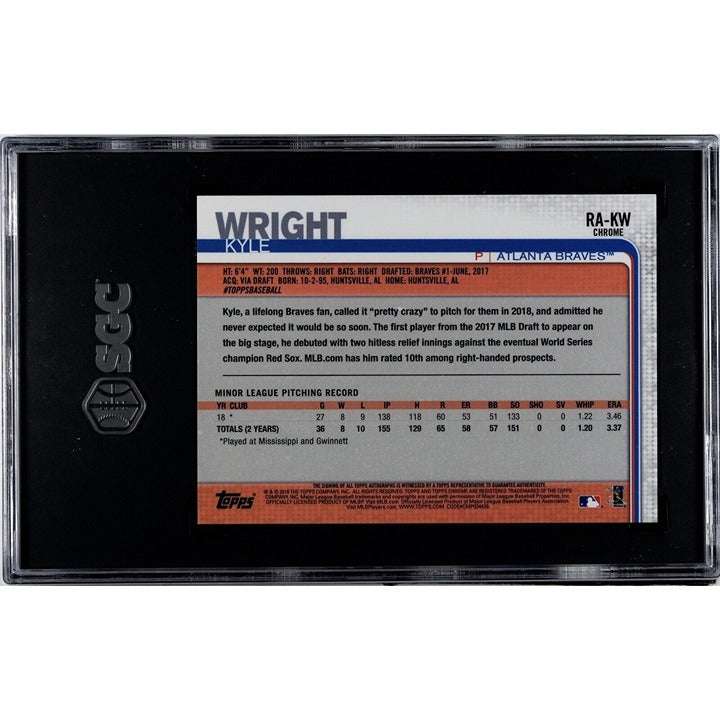 2019 Topps Chrome Kyle Wright rookie autograph baseball card graded SGC 10 in protective case