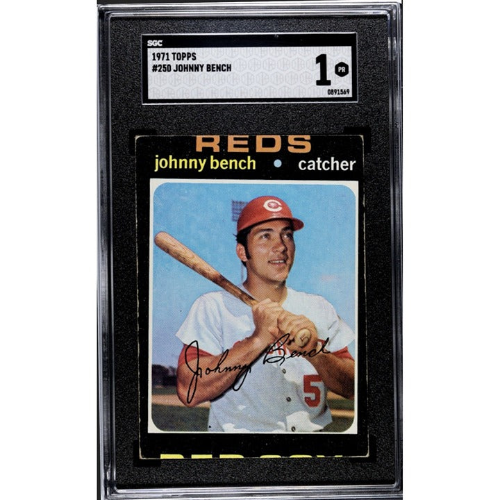 1971 Topps Johnny Bench Graded Baseball Card MLB Cincinnati Reds Card #250 SGC 1