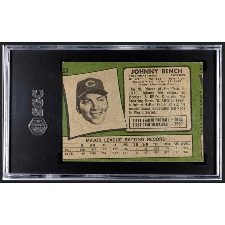 1971 Topps Johnny Bench Cincinnati Reds graded baseball card SGC 1 professional catcher vintage collectible
