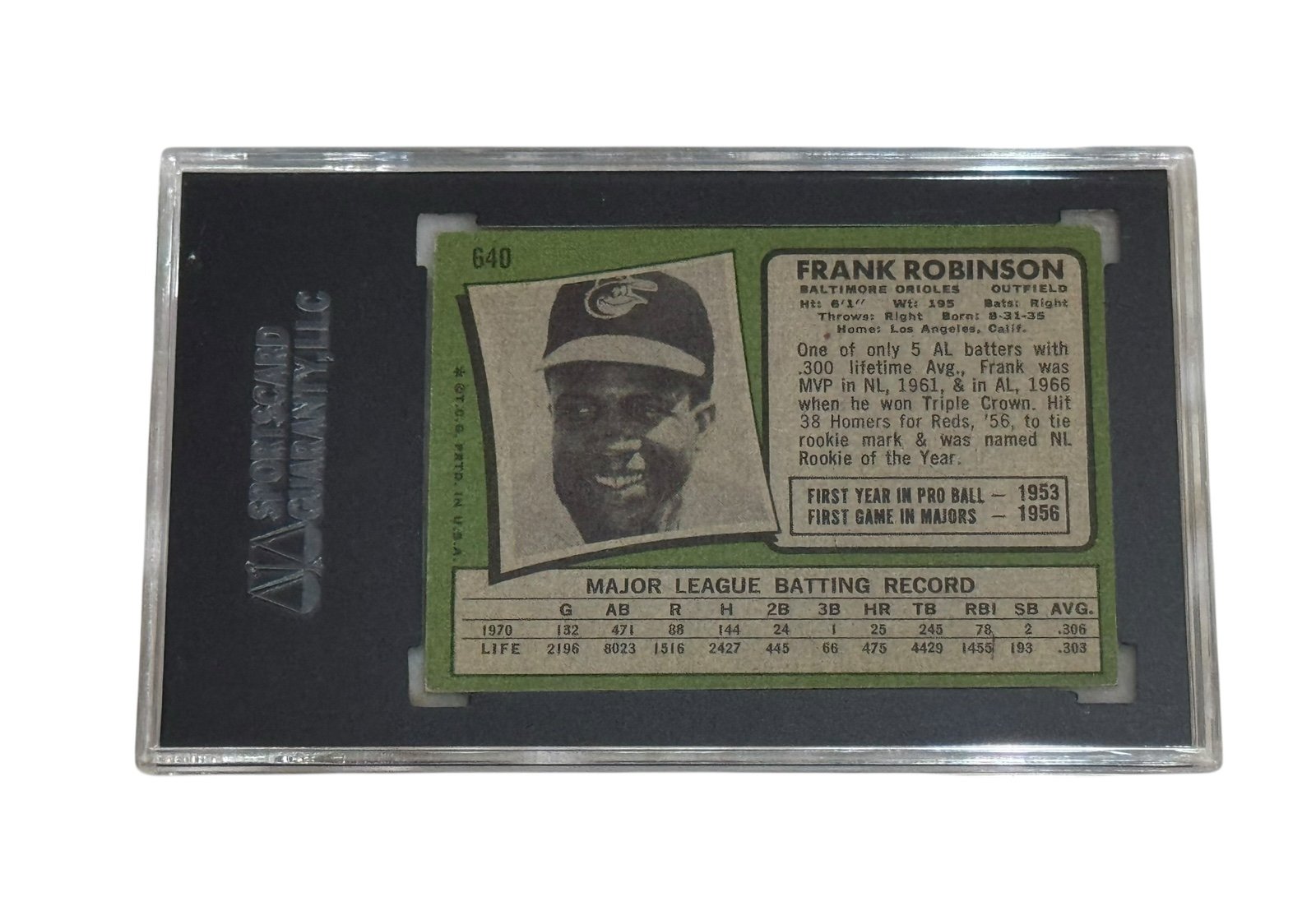1971 Topps MLB baseball card 640 Frank Robinson Orioles SGC authenticated slab