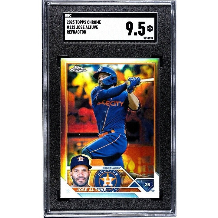 2023 Topps Chrome refractor Jose Altuve card graded SGC 9.5 from Houston Astros