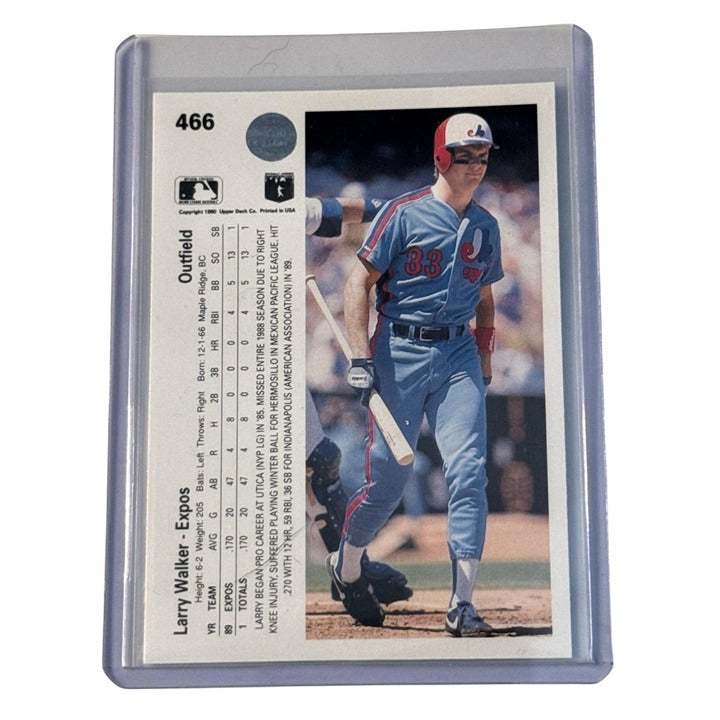 1990 Upper Deck Larry Walker Montreal Expos baseball card near mint condition