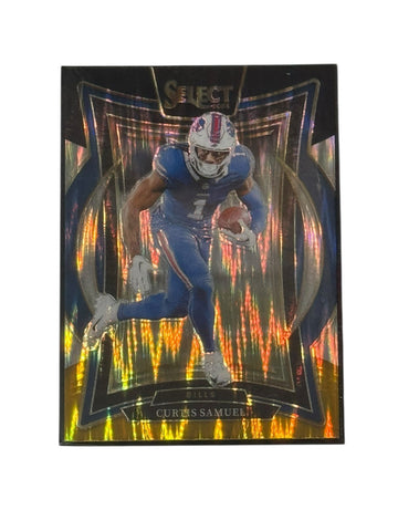 Curtis Samuel 2024 Select Concourse Rainbow Prizm Holo Buffalo Bills NFL card with holographic finish