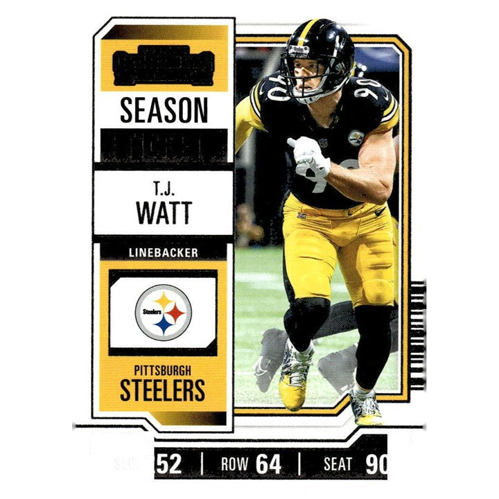2023 Panini Contenders T.J. Watt* Season Ticket Retail NFL AFC Steelers Card #85