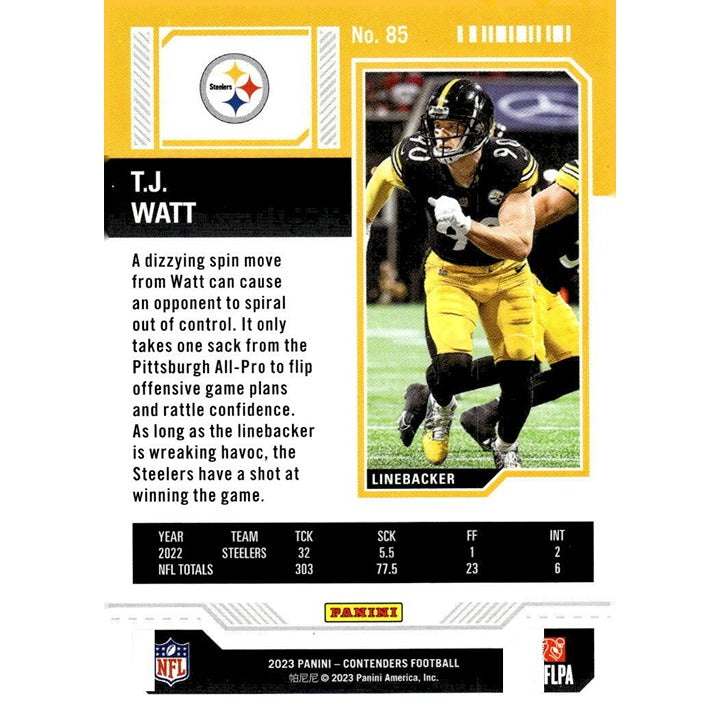 2023 Panini Contenders T.J. Watt Season Ticket NFL Pittsburgh Steelers trading card