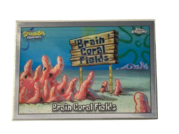 2025 Topps Chrome SpongeBob Brain Coral Fields card #44 near mint condition with Patrick scene