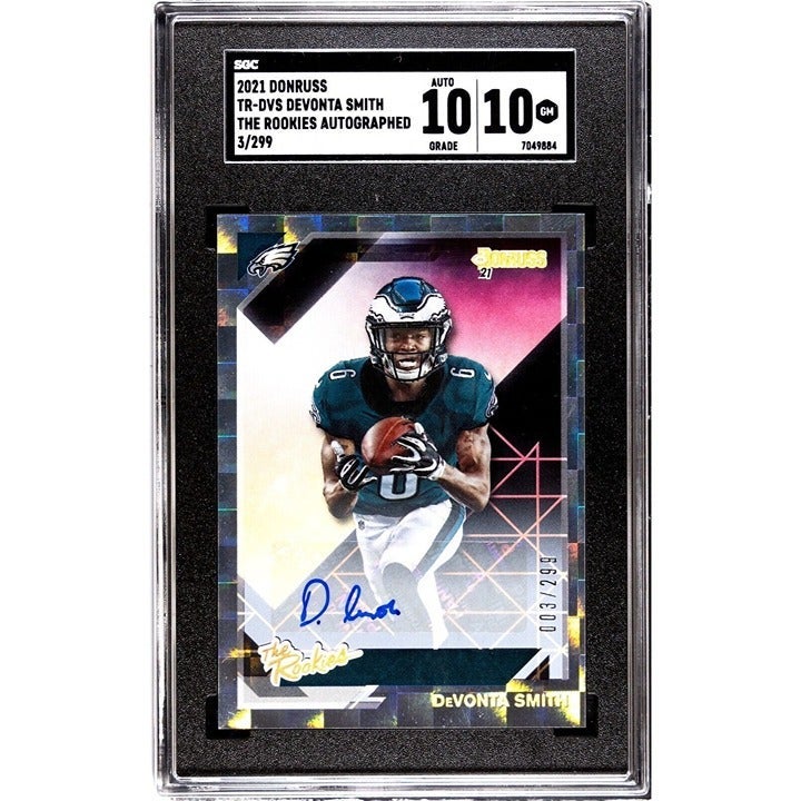 2021 Panini Donruss DeVonta Smith* RC 3/299 The Rookies Autograph #TR-DVS SGC 10