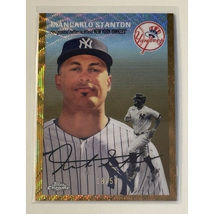 18/50* Giancarlo Stanton 2023 Topps Chrome Platinum Gold Refractor* YANKEES #399