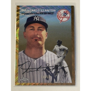 18/50* Giancarlo Stanton 2023 Topps Chrome Platinum Gold Refractor* YANKEES #399