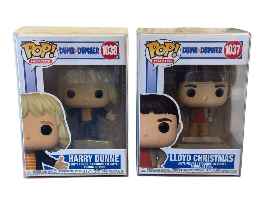 Funko POP Movies Dumb and Dumber Harry Dunne #1038 and Lloyd Christmas #1037 vinyl figures in display boxes