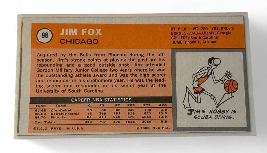1970-71 Topps Jim Fox Tallboy vintage basketball card Chicago Bulls
