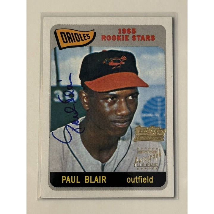 Paul Blair RC Auto 1965 Orioles baseball card Topps Shoe Box Collection