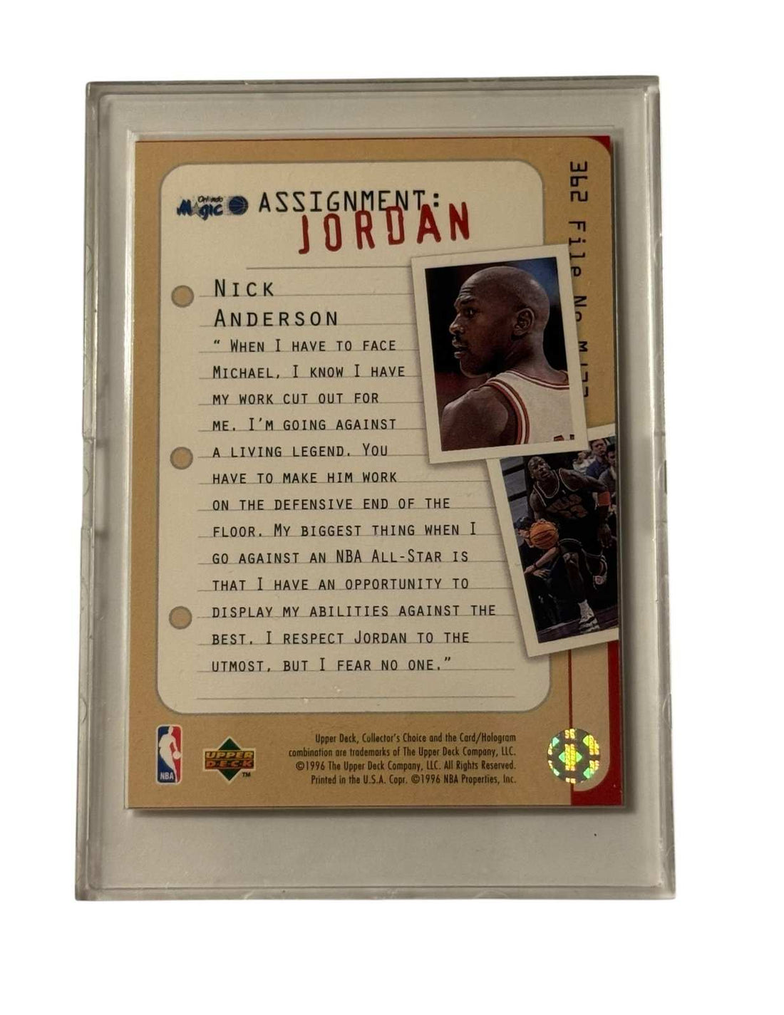 RARE 1996 Michael Jordan Upper Deck RARE 1996 Michael Jordan Upper Deck Assignment Jordan Bulls NBA Insert