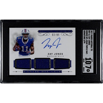 2017 Panini National Tress. Zay Jones 3/99 Auto RC Bills Gear Mat. #RST-ZJ SGC 7