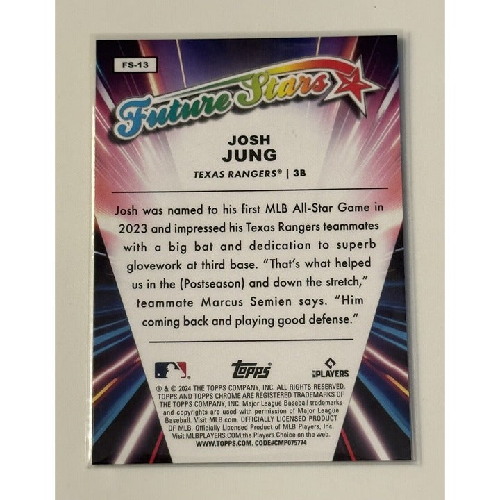 Josh Jung 2024 Topps Chrome Future Stars Refractor trading card #FS-13 Texas Rangers MLB