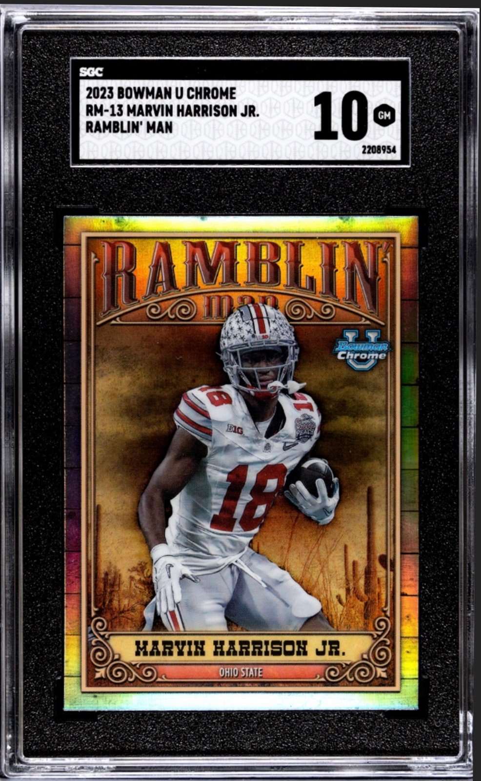 2023 BOWMAN U CHROME Marvin Harrison Jr. Ramblin' Man RC Buckeyes SGC 10 graded card