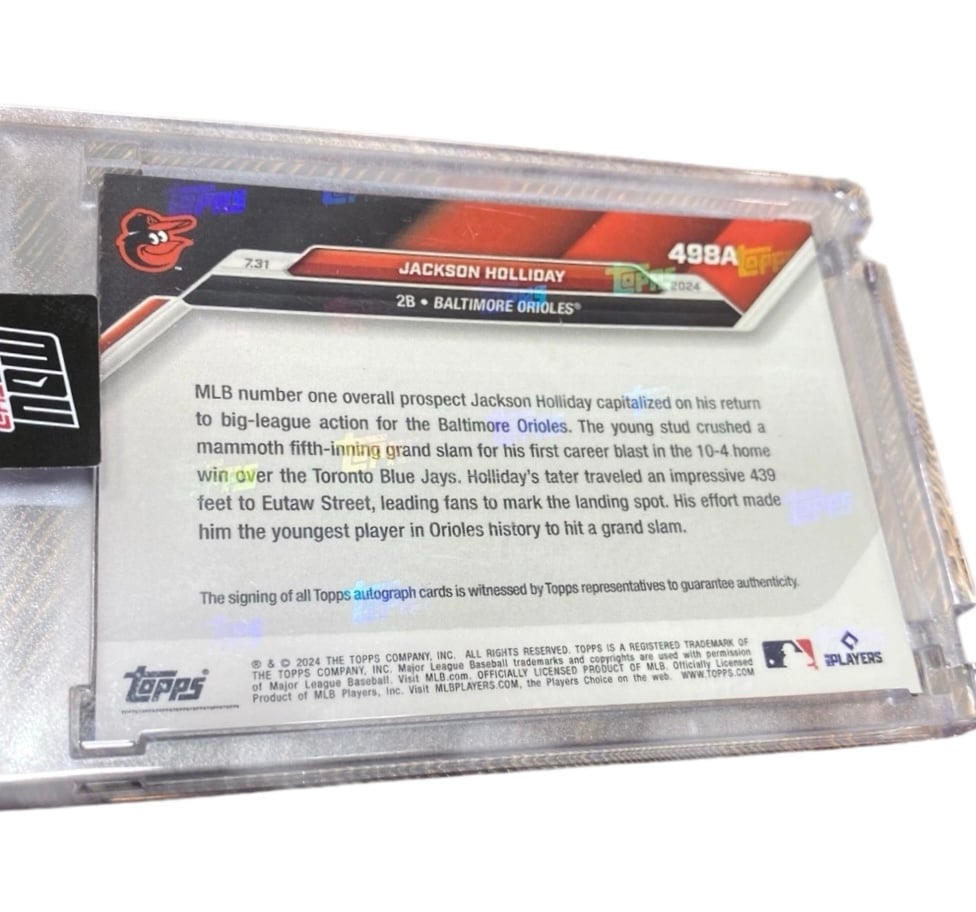 Sealed 2024 MLB Topps Now Jackson Holliday rookie autograph Orioles card #498A