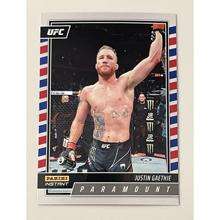 Justin Gaethje 2022 Panini Instant UFC Paramount MMA trading card #P13 SP /700