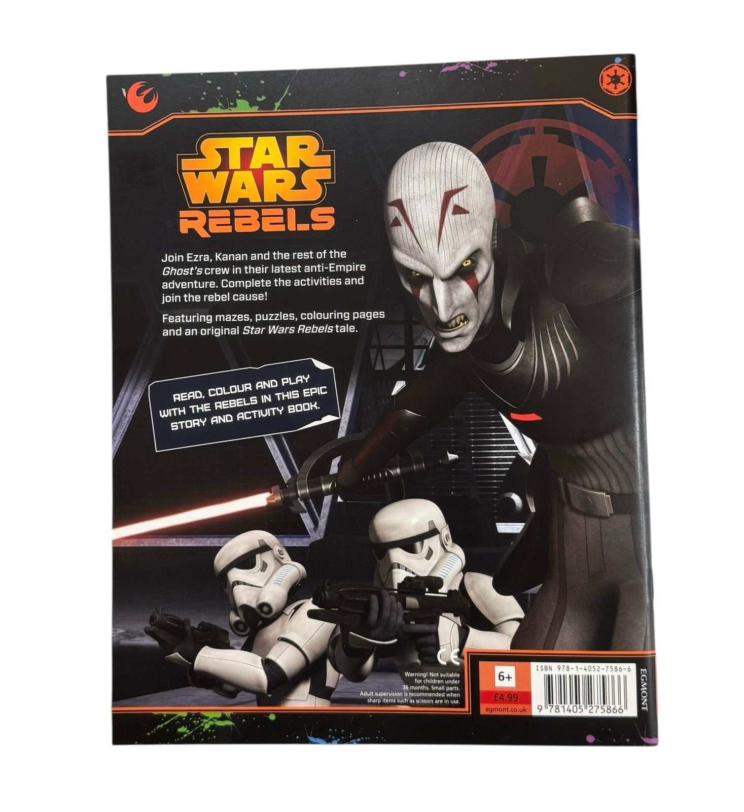 Star Wars Rebels story and activity book with puzzles and games for kids 6+ featuring characters Ezra, Kanan, Hera, and Stormtroopers