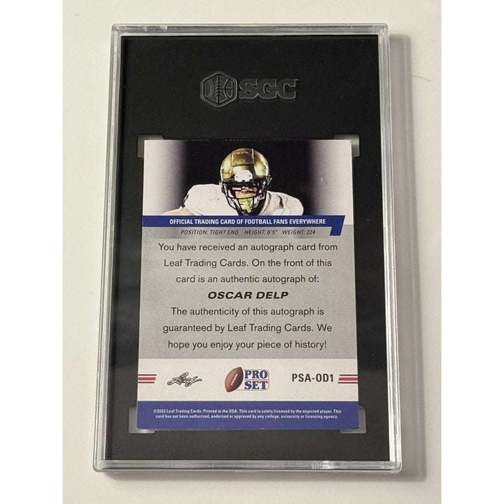 2022 Pro Set Leaf Oscar Delp RC Auto Football Card graded SGC 9 with autograph